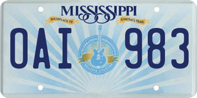 MS license plate OAI983