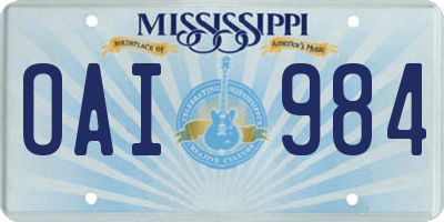 MS license plate OAI984