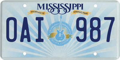 MS license plate OAI987