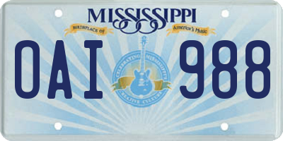 MS license plate OAI988