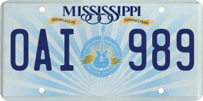 MS license plate OAI989