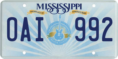 MS license plate OAI992