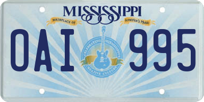 MS license plate OAI995