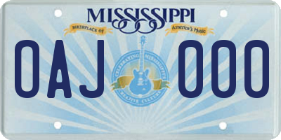 MS license plate OAJ000
