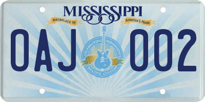 MS license plate OAJ002