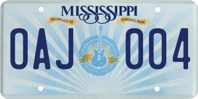 MS license plate OAJ004