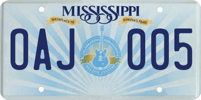 MS license plate OAJ005