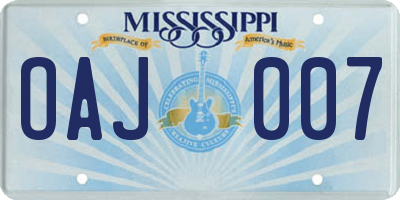 MS license plate OAJ007
