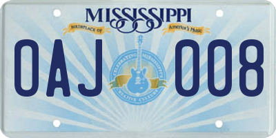MS license plate OAJ008