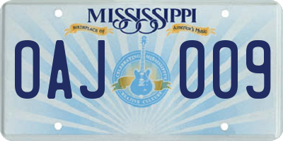 MS license plate OAJ009