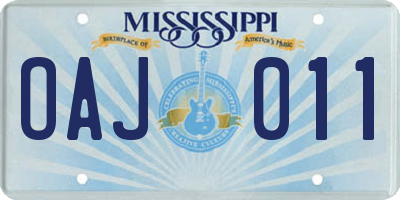 MS license plate OAJ011