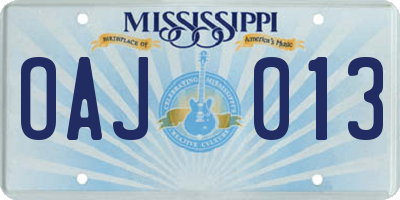 MS license plate OAJ013