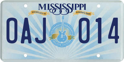 MS license plate OAJ014