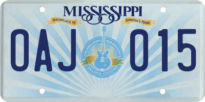 MS license plate OAJ015