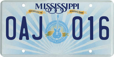 MS license plate OAJ016