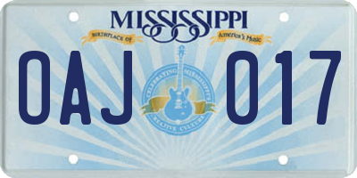 MS license plate OAJ017