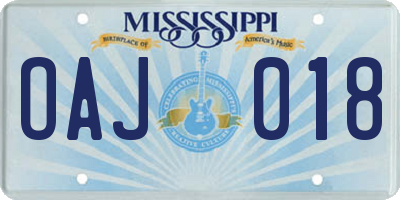 MS license plate OAJ018