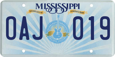 MS license plate OAJ019