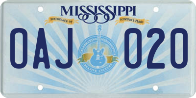 MS license plate OAJ020
