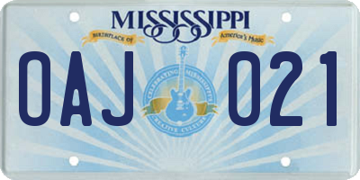 MS license plate OAJ021