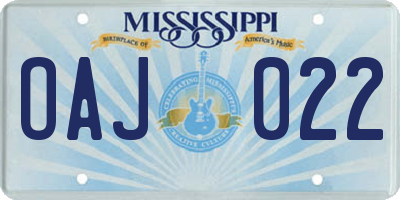 MS license plate OAJ022