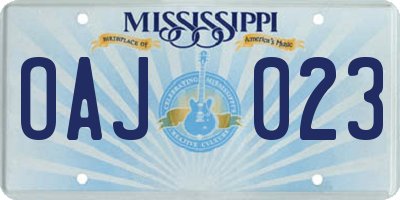 MS license plate OAJ023
