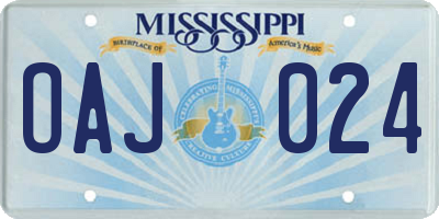 MS license plate OAJ024