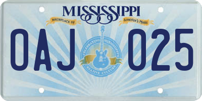MS license plate OAJ025