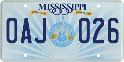 MS license plate OAJ026