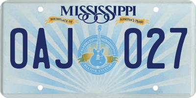 MS license plate OAJ027