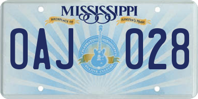MS license plate OAJ028