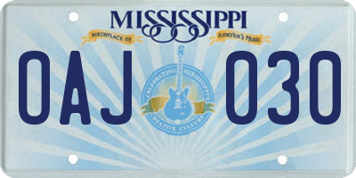 MS license plate OAJ030
