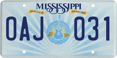 MS license plate OAJ031