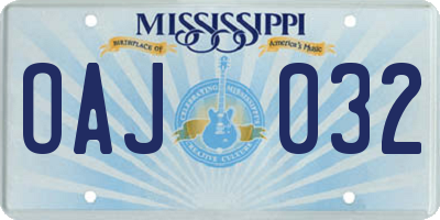 MS license plate OAJ032