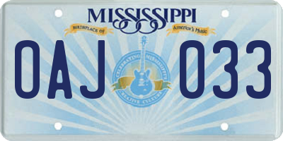 MS license plate OAJ033