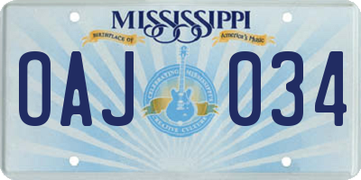 MS license plate OAJ034