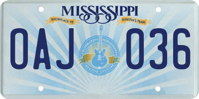 MS license plate OAJ036