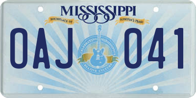MS license plate OAJ041