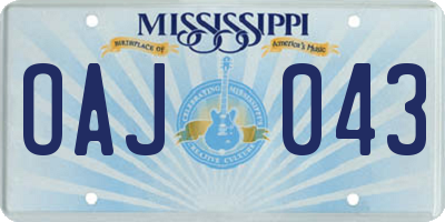 MS license plate OAJ043