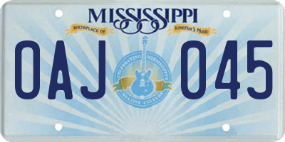 MS license plate OAJ045