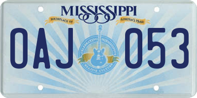 MS license plate OAJ053