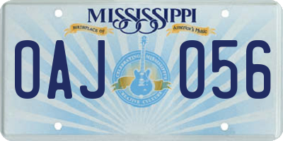 MS license plate OAJ056