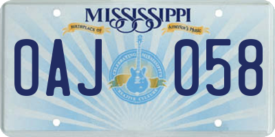 MS license plate OAJ058