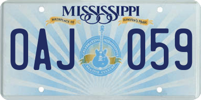 MS license plate OAJ059