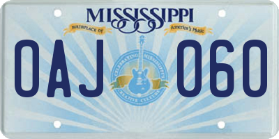 MS license plate OAJ060