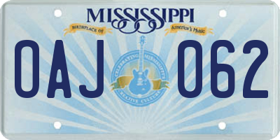 MS license plate OAJ062