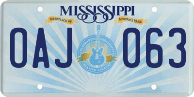 MS license plate OAJ063