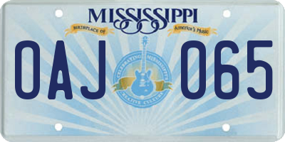 MS license plate OAJ065