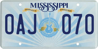 MS license plate OAJ070