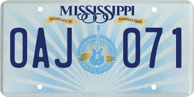 MS license plate OAJ071